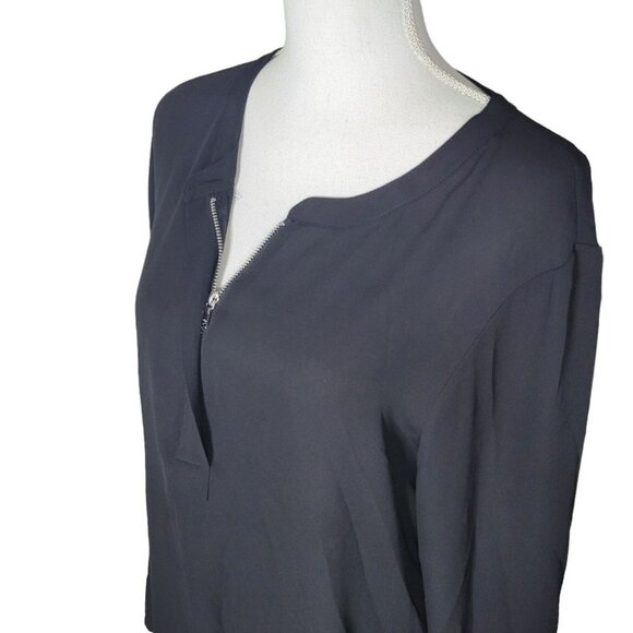 Express Blouse Black Zipper Front Womens Large Lightweight Legging Cut - Picture 2 of 8